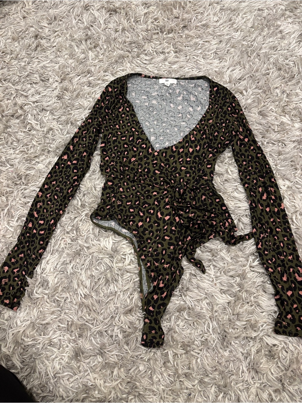 BP. Leopard Print Wrap Bodysuit Size Small NWOT